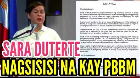 VP SARA DUTERTE NAGSISI SA PAGSUPORTA KAY PBBM YouTube