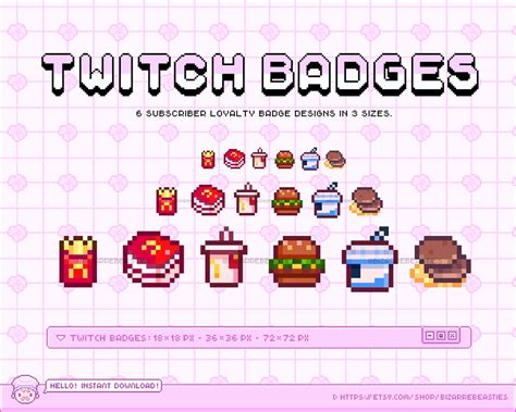 Cute 6x Twitch Badges Pack 8bit Pixel Art Subscriber - Etsy