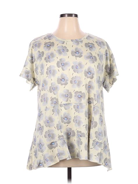 Logo By Lori Goldstein Floral Ivory Short Sleeve Top Size 1x Plus