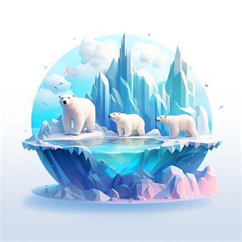 Premium Ai Image A Polar Bear And Two Cubs Are On An Ice Floe