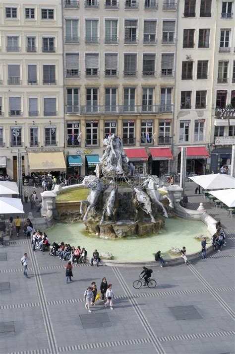 Place Des Terreaux And Fontaine Bartholdi Editorial Photography Image