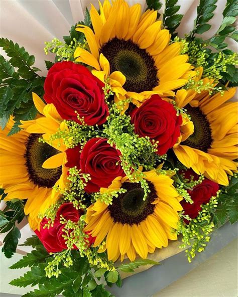 Sunflower Red Rose Bouquet Artofit