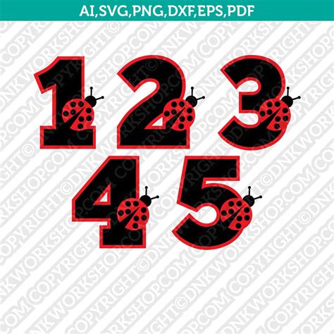 Ladybug Numbers Svg Cut File Cricut Vector Sticker Decal Dxf Png Eps