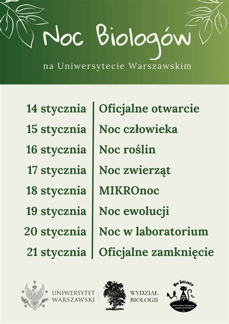 XI Noc Biologów 2022 Uniwersytet Warszawski Wydział Biologii