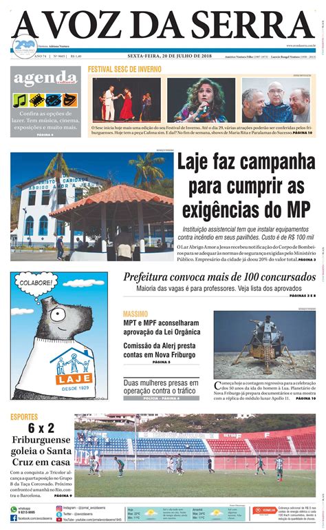 Edição de 20 de julho de 2018 Jornal A Voz da Serra