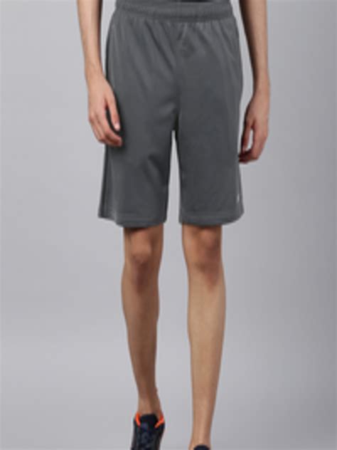 Buy Reebok Men Charcoal Grey Tricot Training Solid Shorts Shorts For