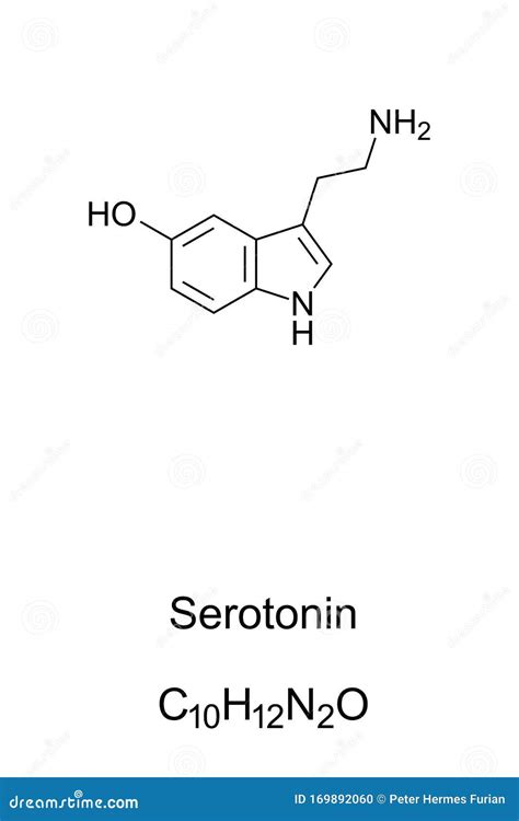 Molécula De Serotonina Fórmula Esquelética Ilustración del Vector