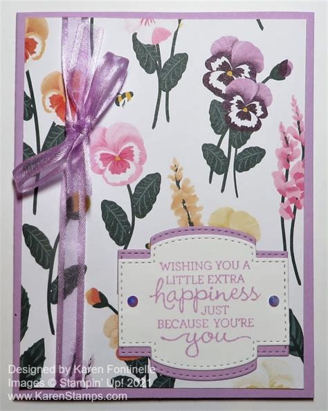 Easy Pansy Petals Designer Paper Card Stamping With Karen