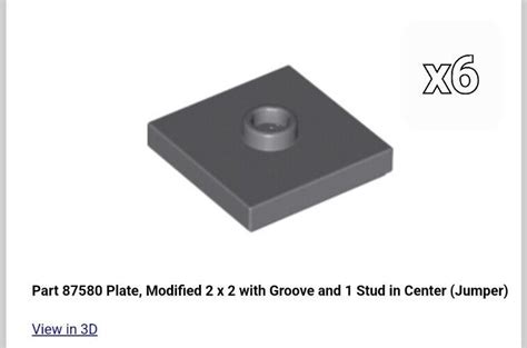 Lego Part X Dark Bluish Gray Plate Modified X Groove Stud