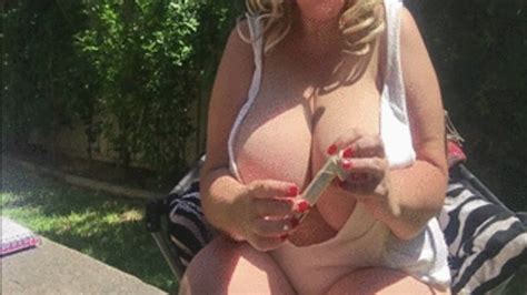 BBW Outdoor Smoking A Cig Masturb And Giving JOI Big Tits BBW Milf