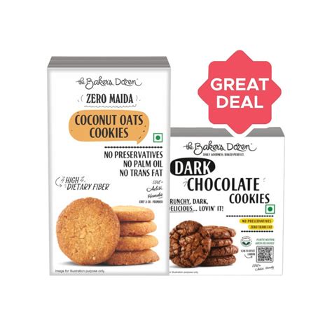 The Bakers Dozen Coconut Oats Cookies Dark Chocolate Cookies Combo