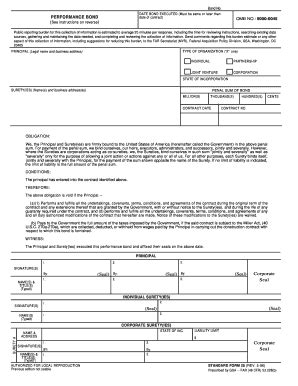 Fillable Online Federal Performance And Payment Bond Form National