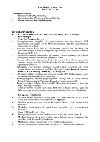 CV HRD Manager Excellent PDF