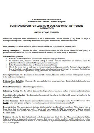 Sample Outbreak Investigation Report In Pdf Ms Word