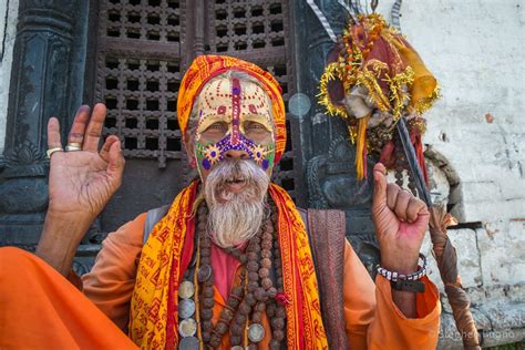 Sadhus At Pashupatinath Hindu Temple Kathmandu