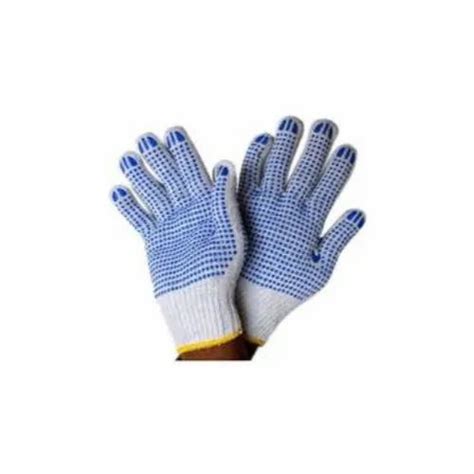 Full Fingered Bluewhite Dotted Cotton Knitted Gloves At Rs 14pair In