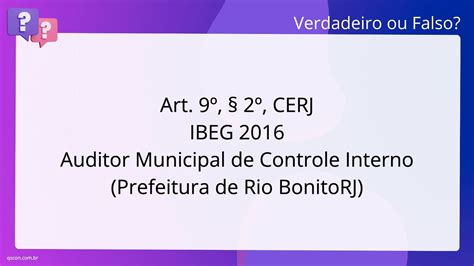 Qscon Direito Art Cerj Ibeg Auditor Municipal De