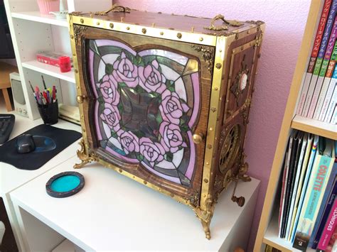 Stained Glass Pc Case With Power Crank Steampunk