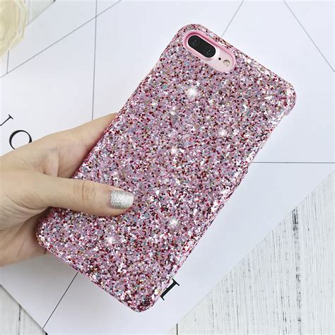 Doees Shiny Girly Bling Phone Case For Apple Iphone 7 8 Plus 3d Colorful Sequin Glitter Cover