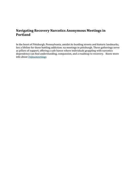 Navigating Recovery Narcotics Anonymous Meetings In Portland Docx