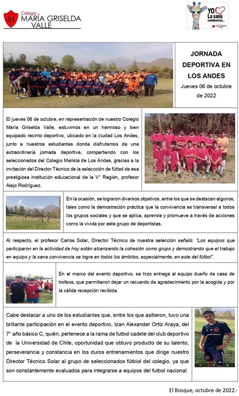 Jornada Deportiva En Los Andes Colegio Mar A Griselda Valle