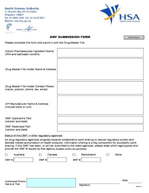 Fillable Online Hsa Gov Dmf Submission Form Home Hsa Fax Email Print