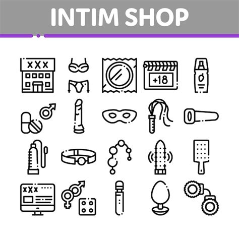 Premium Vector Intim Shop Sex Toys Collection Icons Set