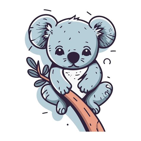 Lindo Koala De Dibujos Animados Sentado En Una Rama Ilustraci N