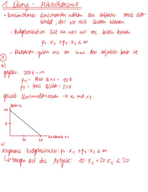 1 Übung Mitschriften aus der Übung Grundlagen der Mikroökonomie