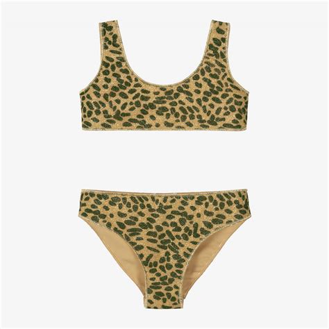 Oséree Girls Gold Leopard Print Lumiére Bikini Childrensalon