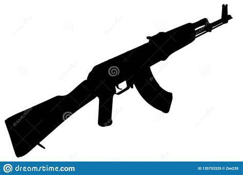 Ak Assault Rifle Black Silhouette Stock Image Image Of Shot