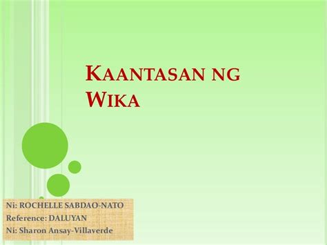 Pambansa Antas Ng Wika Halimbawa Kaugalian Pambansa