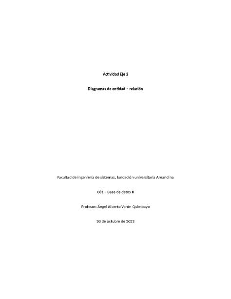 Actividad Eje Base De Datos Ii Actividad Eje Diagramas De Entidad