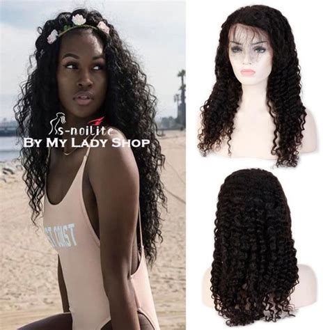 Perruque Bresilienne Lace Front Frontal Ondulé Deep Wave Noir 16