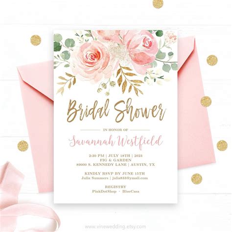 Bridal Shower Invitation Template Editable Printable Bridal Shower