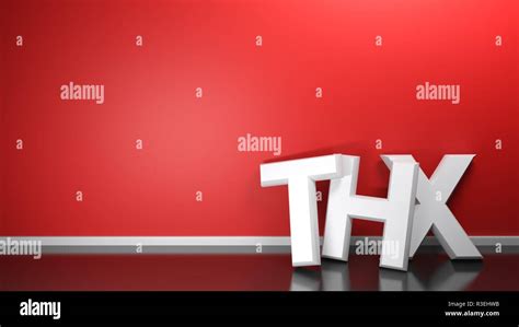 Thx White Write Leaning At Red Wall 3d Rendering Illustration Stock