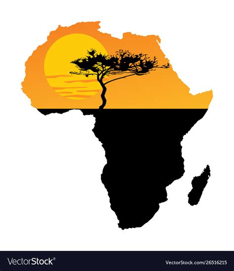 Map africa safari sunset savanna acacia tree Vector Image