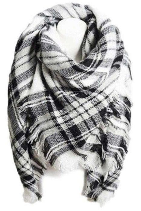 Classic Plaid Blanket Scarf And Wrap