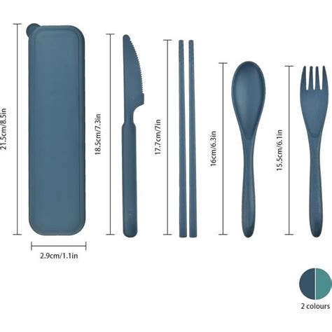 Couvert Plastique Reutilisable avec étui 2 Ensembles de Couverts en