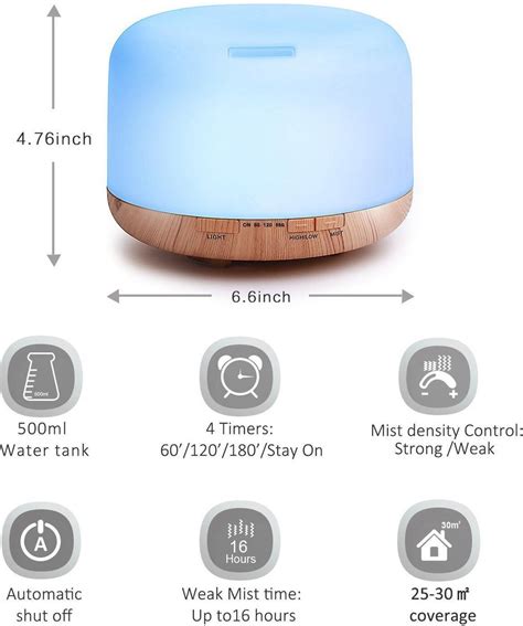 Yono Aroma Diffuser Luchtbevochtiger Ml Voor Aromatherapie