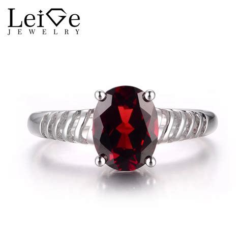 Leige Jewelry Natural Red Garnet Gemstone Oval Cut Prong Setting