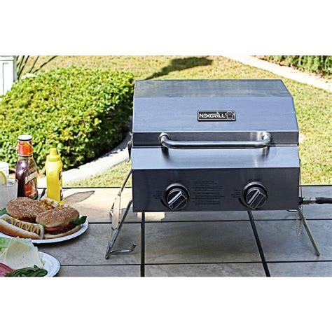 Nexgrill 820 0033 2 Burner Portable Propane Gas Table Top Grill In Stainless Steel