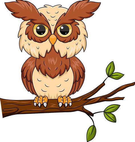 Cute Owl Cartoon On Tree Branch 21458233 Vector Art At Vecteezy