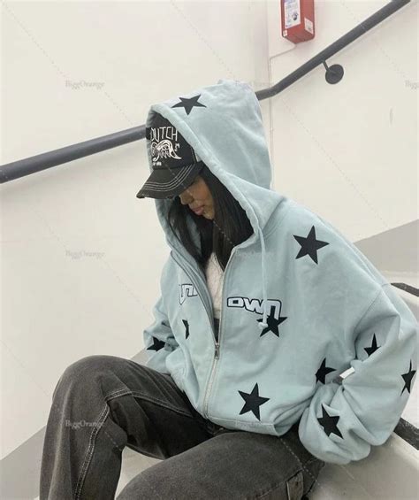 Y2k Retro Star Star Zip Up Hoodie Etsy Uk