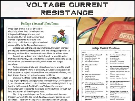 Voltage Current Resistance Reading Comprehension Passage And Questions Pdf Teaching Resources