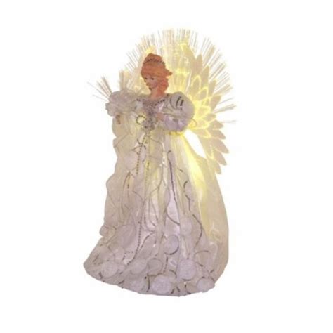 Kurt Adler Multi Color Fiber Optic Led White Silver Angel Lighted