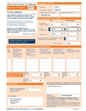 Fillable Online Adderleyparish Co P60 End Of Year Certificate