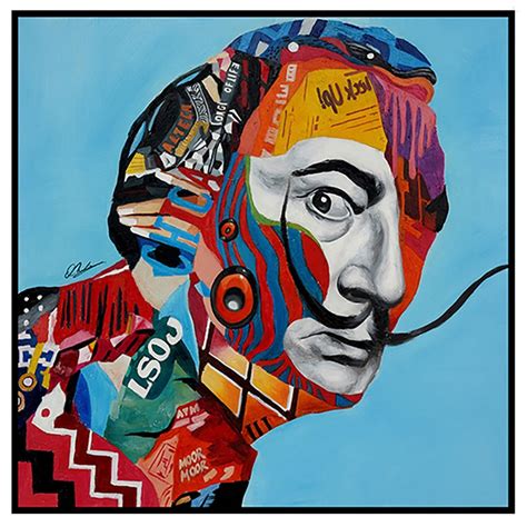 Tableau Contemporain POP ART Portrait De Salvador Dali Sur Fond Bleu