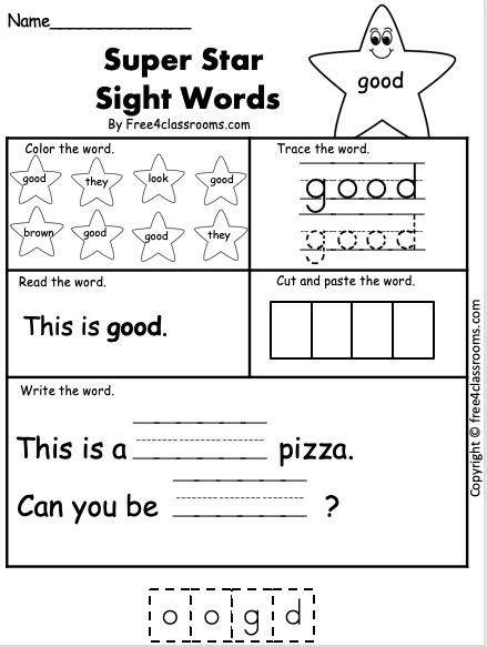 Free Sight Word Worksheet Good Free Worksheets Free4classrooms