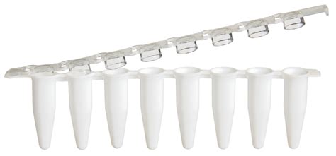 0 2 Ml 8 Strip PCR Tubes White With Attached Flat Xtra Clear Cap